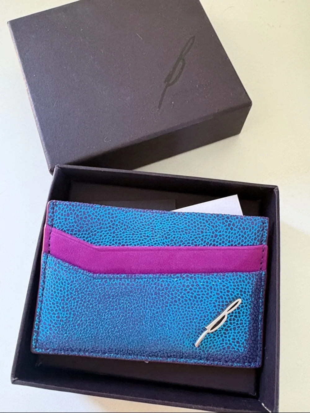 Brian Atwood Purple Card Holder with Blue Accent